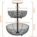 CAXXA 2 Tier Fruit Basket Bowl Kitchen Heavy Duty Wire Organizer, Black