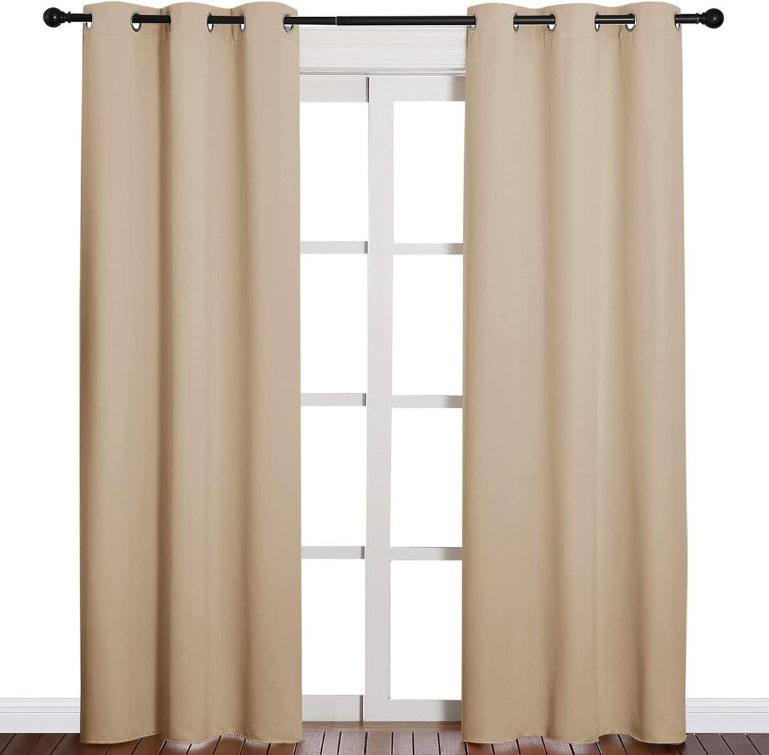 NICETOWN Thermal Insulated Eyelet Top Room Darkening Panels/Curtains/Drapes for Bedroom (2 Panels, W42 x L84 inches, Biscotti Beige) (42"W x 84"L (Pack of 2))