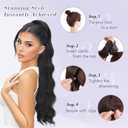 FESHFEN Long Drawstring Ponytail Extension, 30 Inch Wavy Curly Comb Clip in Ponytail Hair Extensions Synthetic Pony Tails Clip on Hairpieces for Women, Light Brown Mix Natural Blonde