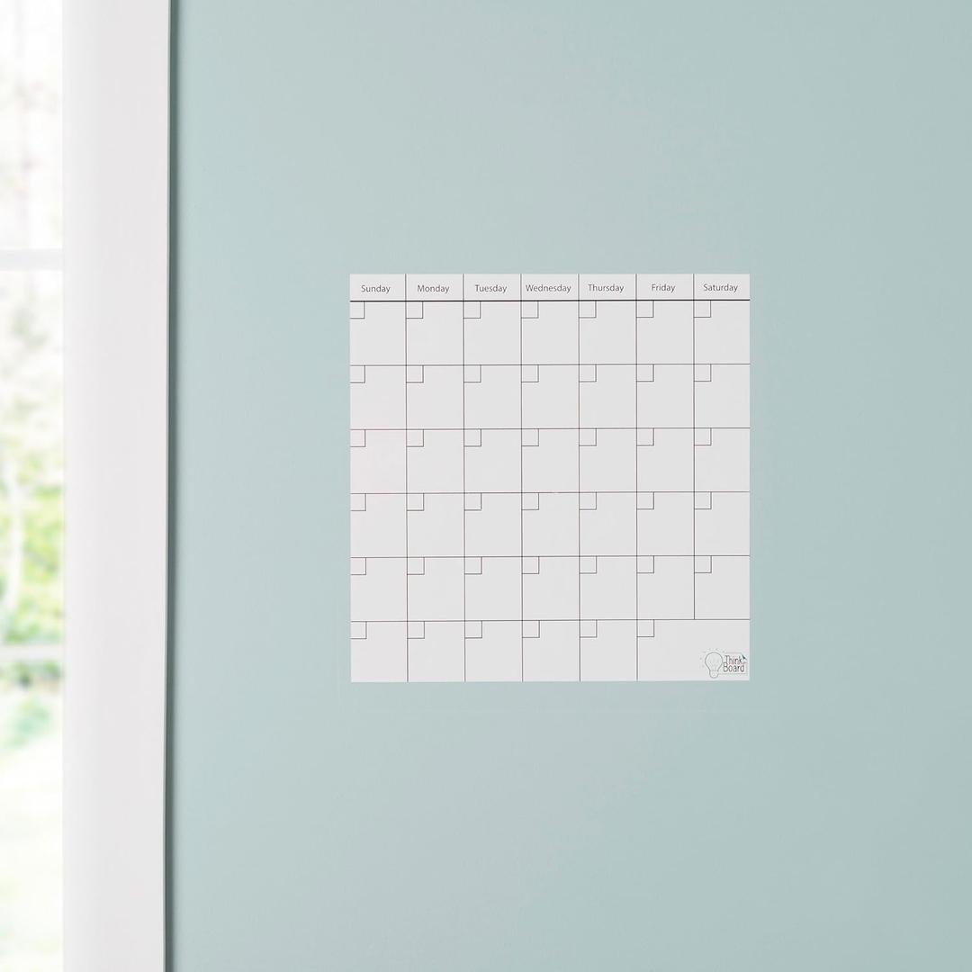 Think Board White Whiteboard Calendar  14"x14" Self-Adhesive Dry Erase Board for Wall or Fridge  Reusable Writing Surface for Home, Office, Dorm  Peel and Stick, Easy to Clean
