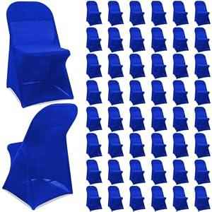 Newwiee 50 Pcs Spandex Stretch Folding Chair Covers Fitted Universal Chair Protector Removable Washable for Wedding Party Dining Banquet Event (Blue)