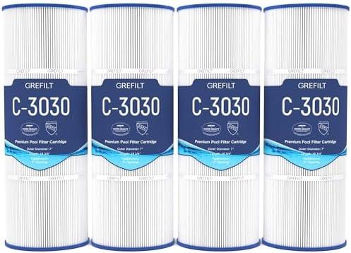 Grefilt C3030 Pool Filter Cartridge Replacement for Hayward SwimClear C3030, C3020, C3025, Replace Hayward CX580XRE, Pleatco PA81, Unicel C-7483, 325 sq.ft, 4-Pack