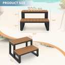 LUE BONA Hot Tub Steps, Outdoor 2-Step Stool with HDPS Treads and Aluminum Frame, Non-Slip Multi Purpose Stairs for Straight Sided Spa, Swimming Pool, Porch, RV, Deck, Kitchen for Adults, Teak Brown