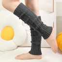 4 x Loritta Womens Leg Warmers Winter Warm Knit Long Boot Socks Slouch Knee High 80s for Party (B7-2 Pairs(black+dark Grey))