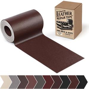 Leather Repair Patch, 3 x 60In Self Adhesive Leather Repair Tape Kit for Furniture, Couch, Sofa, Office, Car Seats, Car Interior,Vinyl Repair Kit (Dark Brown-Fine Grain)
