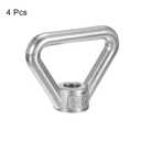 uxcell M12-1.75x64x50mm Lifting Eye Nuts, 4 Pcs 304 Stainless Steel Triangle Shape Threaded Nut Fastener for Home Repairs Rope Fitting