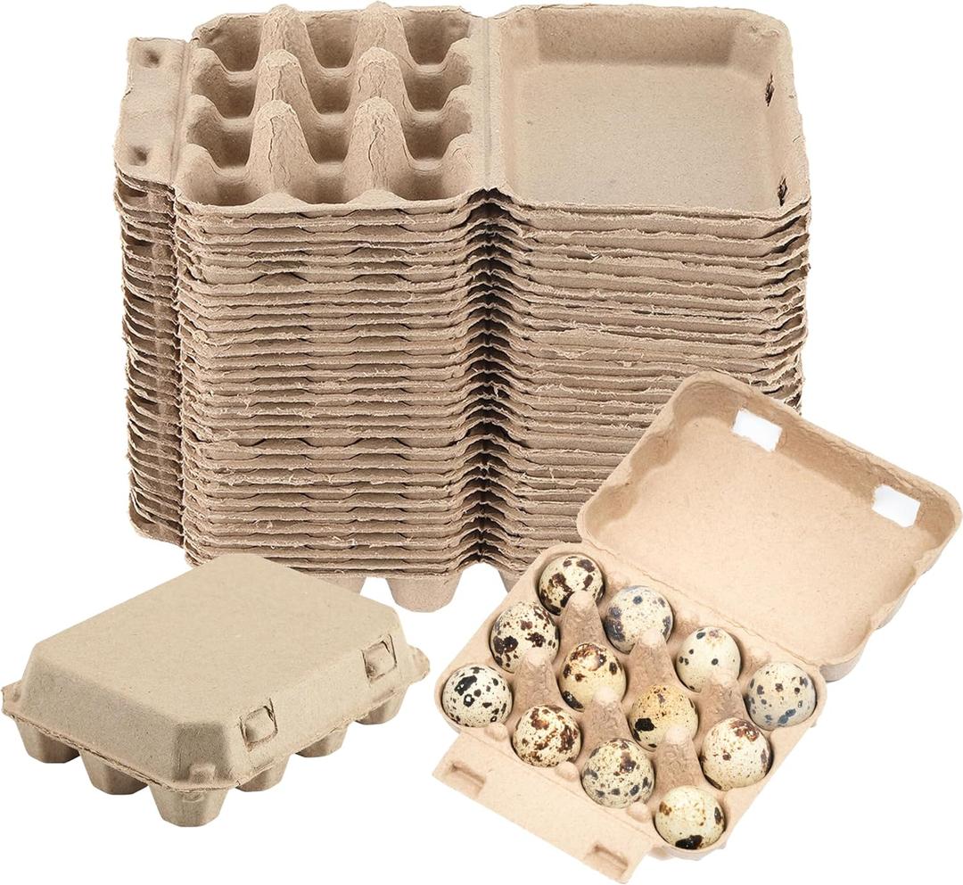 30 Pcs Quail Egg Cartons,3x4 Dozen Dozen Egg Box,Blank Natural Color Pulp Paper Eggs Container Reusable Egg Storage Tray for 12 Count Quail Egg Carton Storage Strong Tray for Refrigerator