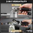 Easy Turn Smooth Edge Manual Can Opener, Hand Held Kitchen Gadget for Arthritis and Weak Hands, Effortless Rust-Proof Stainless Steel with Built-in Bottle Opener