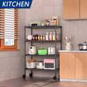 Soywey 4-Shelf Adjustable Heavy Duty Storage Shelving Unit on 4 Wheel Casters, Metal Organizer Wire Rack for Laundry Bathroom Kitchen Pantry Closet, Black