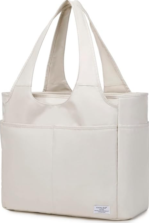 KYALOU Utility Extra Large Tote Bag with Pockets, Women Casual Shoulder Bags with 13 Exterior & Interior Pockets for Work Gym Beach Travel Shopping Grocery (Beige)