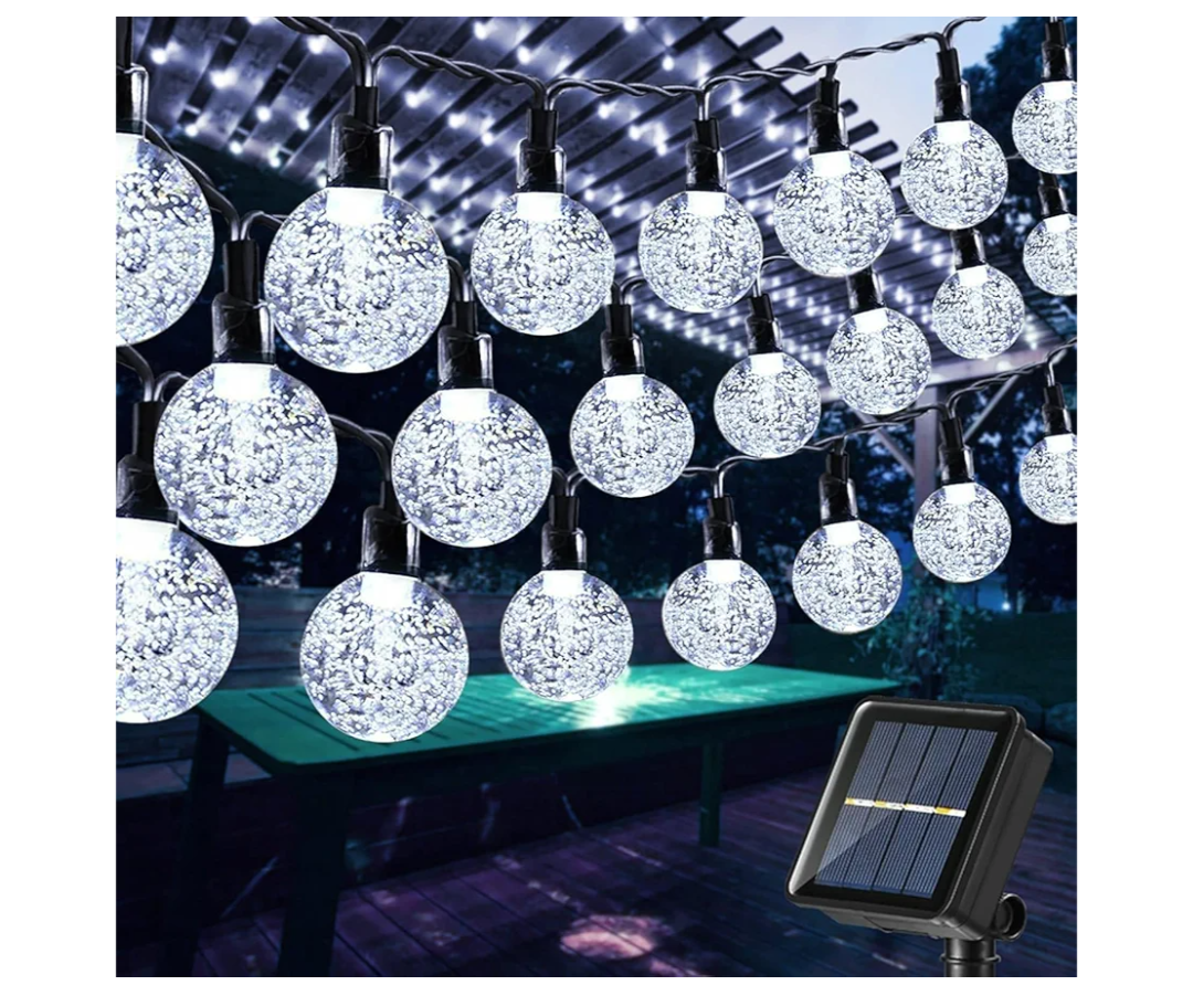 Toodour Solar String Lights Outdoor, 56ft 100 LED Globe String Light with 8 Mode, Waterproof Crystall Ball Lights Solar Patio Lights for Garden, Lawn, Patio, Gazebo, Yard, Outdoor Decor - Cool White