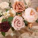 Ling's moment Fake Flowers Box, Faux Artificial Greenery Stems Foam Roses Silk Peony Eucalyptus Fabic Flower for Centerpieces Bouquet Wedding Vase Floral Decorations, Rust & Orange, Grand Combo