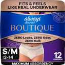 Always Discreet Boutique Incontinence and Postpartum Underwear for Women, Maximum Protection, Small/Medium, Black, 12 Count