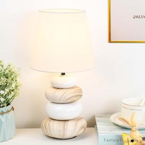 Lampwell Ange Light Wood Small Table Lamp for Living Room as Bedside Table Lamp for Bedroom,Modern Ceramic Kids Night Table Lamp,6.5H12.44IN,Bulb Excluded