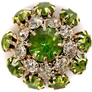 10 pcs Fancy Green Mix Color Rhinestones Sewing Metal Shank Buttons for Coats -22mm -8/9"