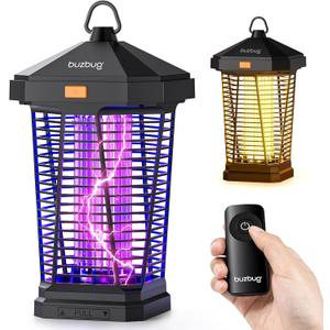 Buzbug 2-in-1 LED Bug Zapper Indoor Outdoor with Smart Control, Up to 50000H LED Bulbs, 3800V High Voltage Mosquito Killer, Electric Fly Zapper & Night Light, Fruit Fly Killer, MA-20