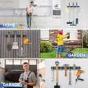 ZONGOOL Mop and Broom Holder Wall Mount, Broom Organizer Mop and Broom Storage Tool Racks Stainless Steel Wall Hanger for Home Kitchen Garden Laundry Garage (3 Racks with 4 Hooks, Black)