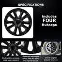 15-inch Hubcaps Wheel Covers Fit for 2016-2022 Toyota Prius & 2017-2022 Prius Prime & 2020-2024 Corolla Hybrid Wheel Rim Covers, Snap On Installation; Set of 4 Pcs (Glossy Black)