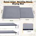 2 Tiers 20"x16" & 16"x12" Extra Large Nesting Stone Dish Drying Mats for Kitchen Counter Absorbent Quick Dry Diatomaceous Earth Mat with Non-slip Feet for Pot Dishes Tableware (Dark Gray)