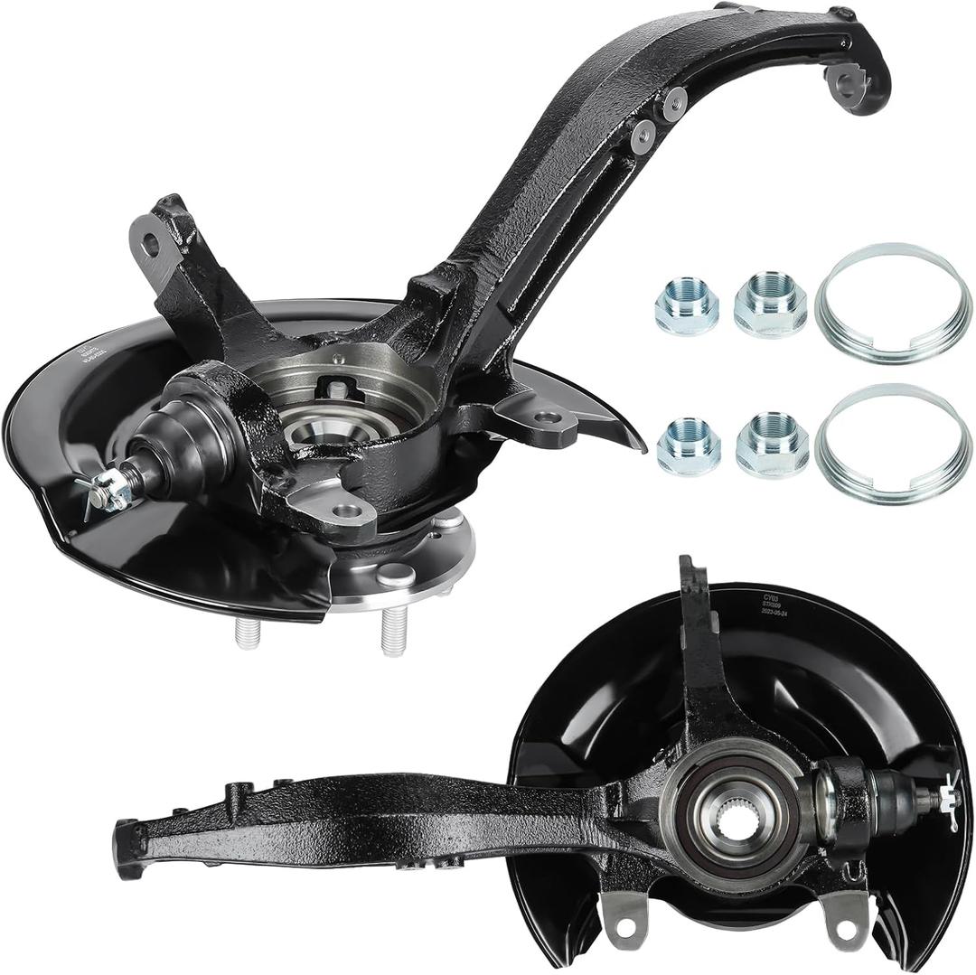 New Front Steering Knuckles & Wheel Bearing Hub Assembly, Auto Trans Only | 2003-2007 for Honda Accord 2.4L(Not for Accord 3.0L; Spline Quantity: 26) 03 04 05 06 07, Left Driver & Right Passenger Side