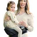 Grownsy Ultra-Comfy Baby Carrier with Hip Seat, Enhanced Safety, Hands-Free Support for Newborn to Toddler (0-50 lbs), Multiple Pockets, Ergonomic, Adjustable Waistband, Minimalist Design Black
