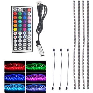 5V 5050 RGB LED Strip Light USB with 44key Remote Control 4 Pre-Cut 1.64ft/6.56ft Lights Tape TV Backlights Holiday Decoration Black PCB