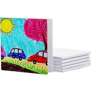 6 Pack 5.2 x 5.2 inch White Blank Hardcover Books for Kids to Write Stories, Unlined Scrapbook and Journal - 18 Sheets/36 Pages Each