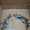 24" Beaded Eucalyptus Wreath with Bow - Boho Eucalyptus Leaves Wreath for Front Door - Spring Wreath, Wood Bead Wreath, Year Round Wreath, Boho Decor, Eucalyptus Decor, Green Home Decor - 24 inches
