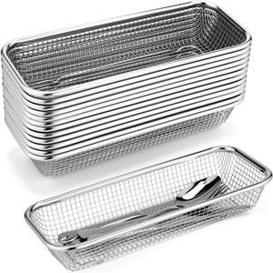 12 Pack Stainless Steel Silverware Drawer Organizer Utensil Basket Organizer for Drawer 12.1 x 4.9 x 2.2 Inch Kitchen Flatware Stackable Dishwasher Basket for Knife Fork Spoon Chopstick