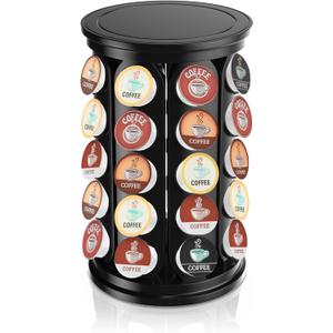 CEHNCEH K Cup Holder, Coffee Pod Carousel Organizer K Cup Stand, Compatible with 40 Keurig K-Cup Pods, Large Compacity Coffee Capsule Holder, Home or Office Kitchen Counter Organize(Black)