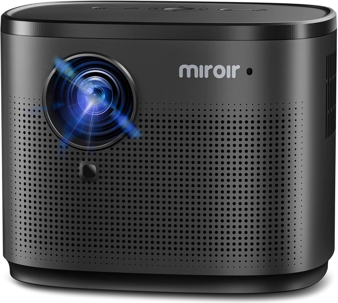 Miroir Mini Projector, Home HD Projector with Builtin Speaker, Auto Focus, Keystone Correction, Portable for Outdoor Movies, Compatible with Smartphone, TV Stick, Laptop, HDMI, USB