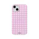 Fycyko Phone Case for iPhone 15 Case Cute Lattice Stylish Aesthetic Pattern Girly Women Design Glossy Shockproof Protective Cover for iPhone 15-Pink