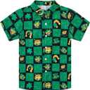 UNICOMIDEA Boys St. Patrick's Day Shirt Kids Green Shirts Short Sleeve Button Down Tops 5-14 Years