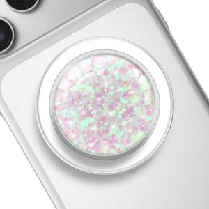 Transparent Magnetic Phone Grip Compatible with MagsafeCollapsible Mobile Phones Stand Holder for Smartphone Tablet Cell Phone Accessory - Clear Crystal Pink Glitter