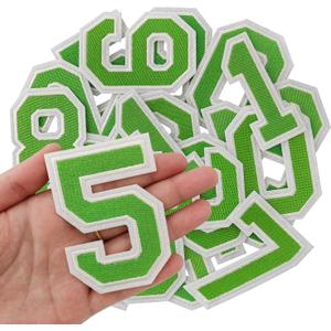 IANZE Number Iron on Patches, Iron on Numbers(0-9) for Fabric, Full Embroidery Numbers for Clothing, Hats, Dress, Jeans, T-Shirts, Backpacks, (Green)