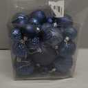Christmas Ball Ornaments Navy Blue Christmas Tree Decorations with Hang Rope-36pcs Shatterproof Christmas Ornaments Set with 6 Styles in 3 Sizes(Small Medium Large)