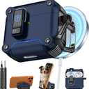 Inesore Compatible with AirPods 4 Case,Secure Lock & Phone Stand Design,Compatible with MagSafe,Automatic Snap Switch Secure Cover (Dark Blue,for AirPods 4)