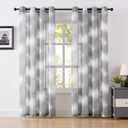 Grey Sheer Curtains 95 inch Length for Living Room 2 Panels, Ombre Semi Sheer Curtains with Sliver Grommet Top, Voile Light Filtering Curtain Bedroom, 52" W x 95" L