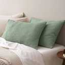 PHF Ultra Soft Waffle Weave Pillow Shams Standard Size, No Insert, 2 Pack 20" x 26" Pillowcases,Breathable & Skin-Friendly Pillow Cases, Stylish Decorative Bed Pillow Cases Covers, Sage Green