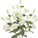 34.5" White Artificial Flowers Silk Fake Flower 3Pcs Eustoma Lisianthus Flowers with Long Stem Faux Flowers Arrangement Branch with 4 Heads for DIY Wedding Party Centerpiece Bouquet Table Home Decor