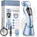 Women's Rechargeable Electric Bikini Trimmer - Painless Waterproof Cordless Shaver with Display