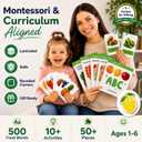 TOYVENTIVE Preschool Learning Activities – Montessori Toddler Toys with Educational Flashcards, Matching Games and Food-Themed Activity Cards for Early Skills, Visual Recognition – Ages 1 & 2