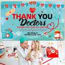 4 x Happy Doctor's Day Decorations Banner Thank You Doctors Doctors Day Backdrop Medical Theme Party Decorations Photography Background Doctor Appreciation Week Party Supplies