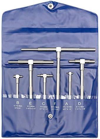 Beslands 6 Pc Telescoping Gage Set, 5/16" - 6" Range, T-Bore Hole Gauges w/Pouch, High Precision Telescopic Bore Gauge T-Gage Set (5/16" to 6")