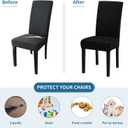 Stretch Dining Room Chair Covers Set of 6, Removable Washable Chair Covers for Dining Chairs,Dining Room, Hotel, Ceremony (Large-6 Pcs, .Black)