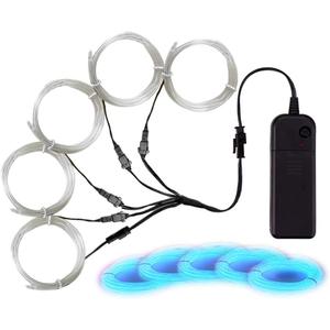 MaxLax Ice Blue EL Wire, Noise Reduction Neon Lights Wire 5 in 1 Meter, Electroluminescent Wire for Halloween, Christmas Party, DIY Decoration