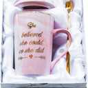 She Believed She Could So She Did Coffee Mug - Congratulations Graduation Gifts for Her Women Girl Daughter College Nursing - Cute Motivational Inspiritional 12.5oz Pink Ceramic Cup + Gift Box