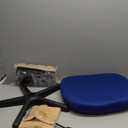 Amazon Basics Rolling Desk Chair, Adjustable, Low Back, Padded Seat, Breathable Mesh, Swivel, Blue, 21.25" D x 22.5" W x 38" H