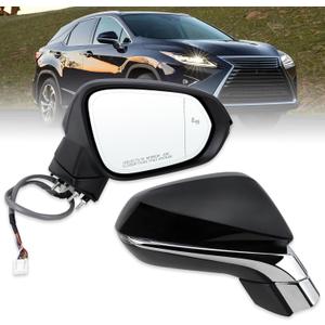 Right Passenger Side Mirror Compatible With 2016-2022 Lexus RX350 RX450h 2018-2022 RX350L RX450hL With Power Folding Heated Blind Spot Turn Signal Mirror Memory Black Replace#87910-48881(15Pins)