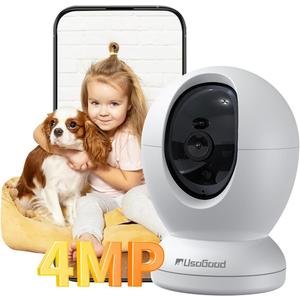 usogood 2.5K Indoor Camera for Home Security, 360Pet Camera Indoor with Phone App,Support 5G/2.4Ghz Wifi,Dog Camera with Speaker, Auto Motion Tracking Detection,2-Way Audio,Works with Alexa,Best Gift (White)